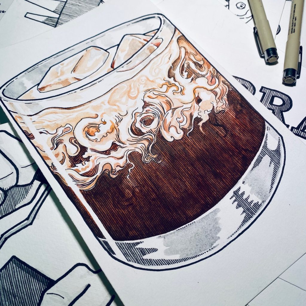 White Russian drink drawing