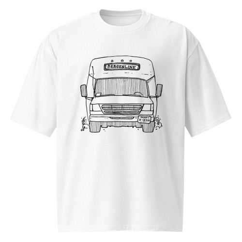 Bergenline Jitney Bus Black and White Oversized Heavyweight T-Shirt