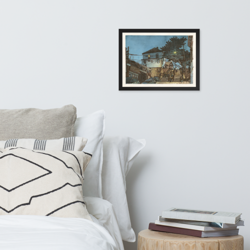 Framed print of an illustration of 66th St in West New York, NJ. Illustrated by Kenny Velez