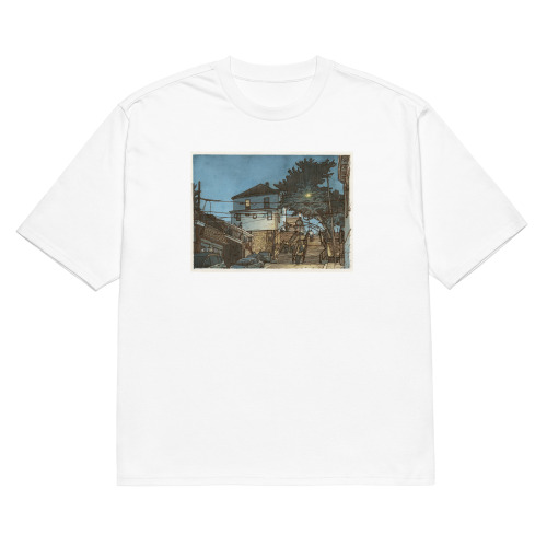 White shirt of an illustration of 66th St in West New York, NJ. Illustrated by Kenny Velez